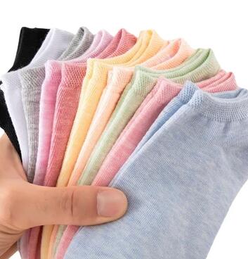 船袜女棉袜子纯色浅口短袜新款时尚百搭糖果色彩棉袜独立包装批发